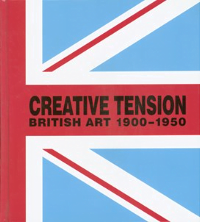 Half of a British flag with text that reads Creative Tension, British Art 1900 - 1950