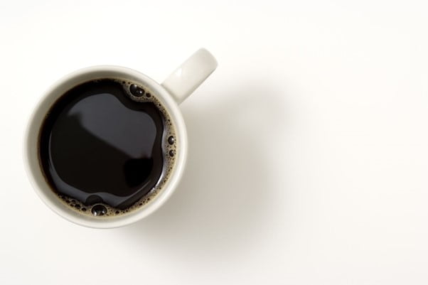 Black coffee in a white mug