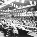 Ferranti factory with bunting to celebrate VE day.