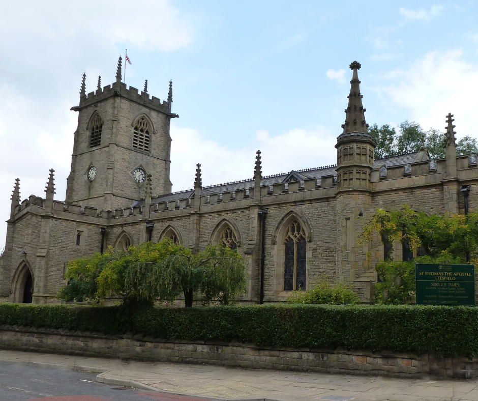 Street level view photograph of St. Thomas' Church Leesfield 