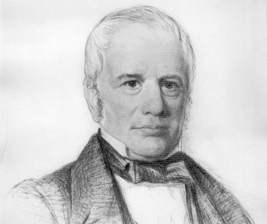 Black and white pencil sketch of Thomas Mellodew.