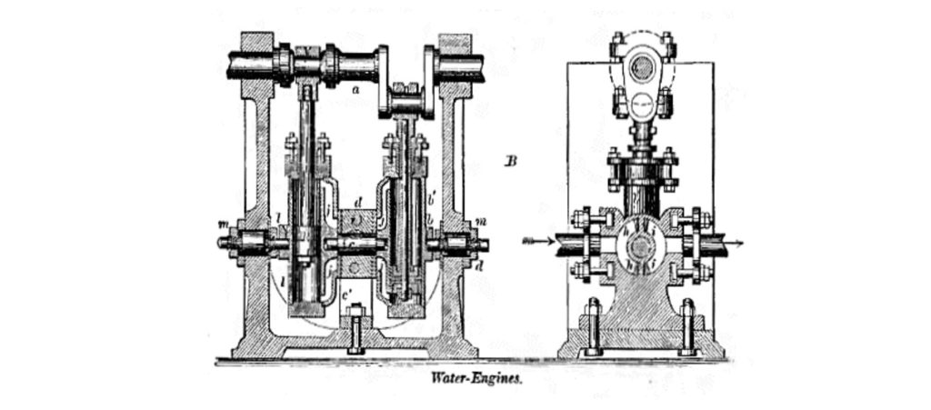 Illustration of a hydraulic engine
