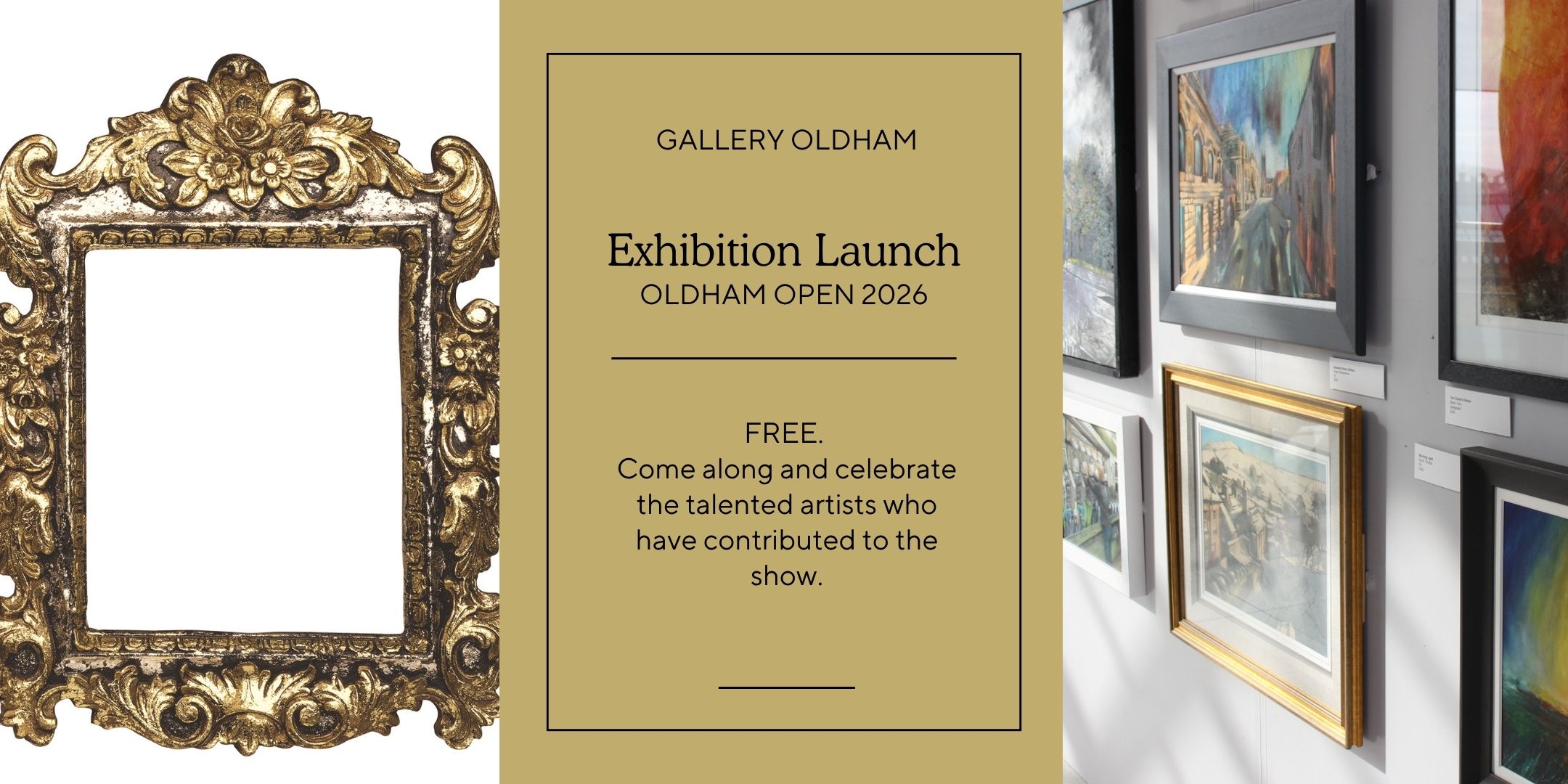 Frame and installation picture advertising the Oldham Open.